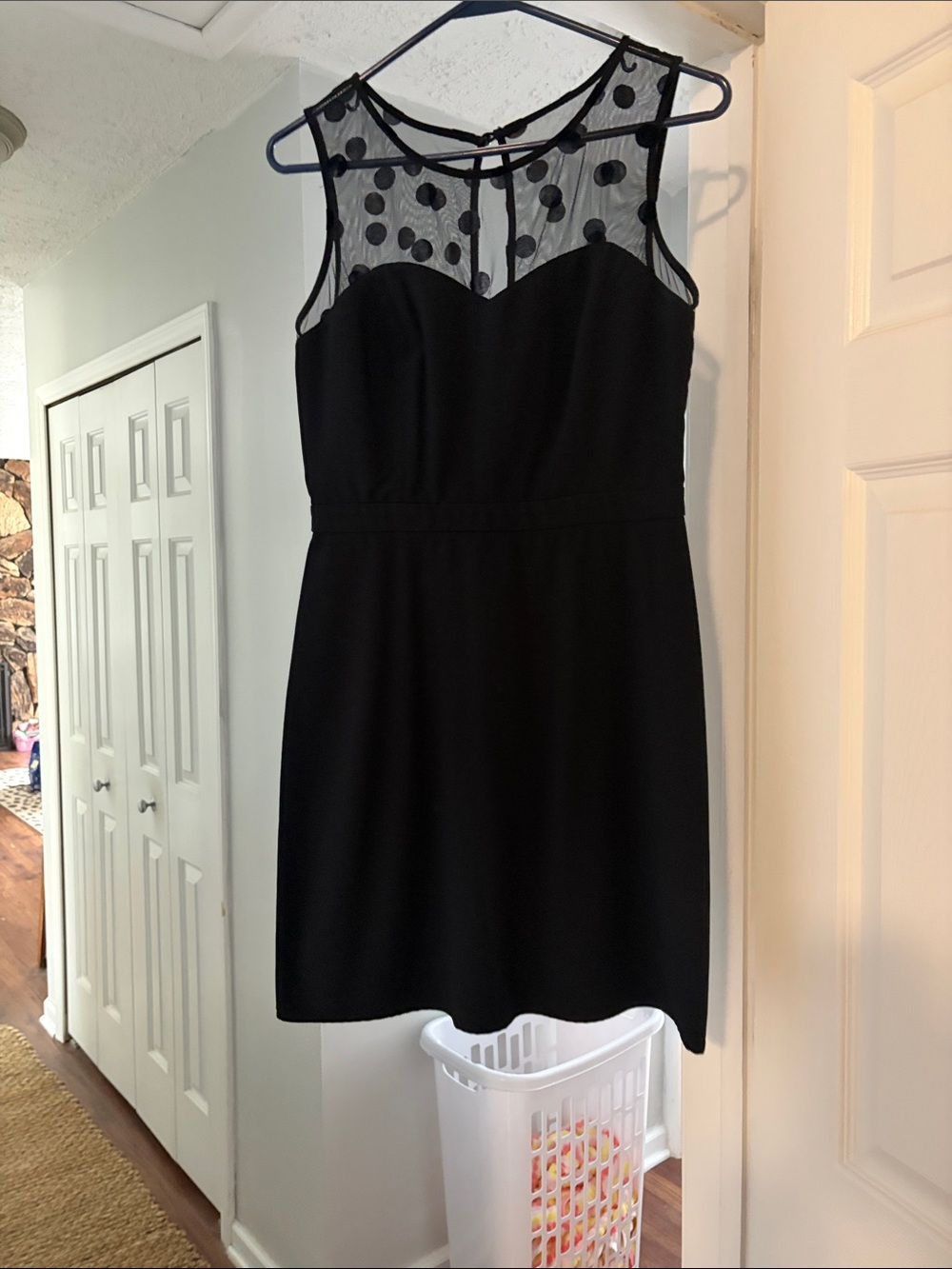 LC Lauren Conrad Black Polka Dot Illusion Sheath Dress
